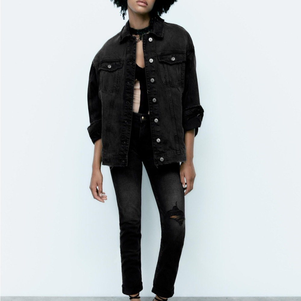 Zara Black Jean Jacket Timeless Style